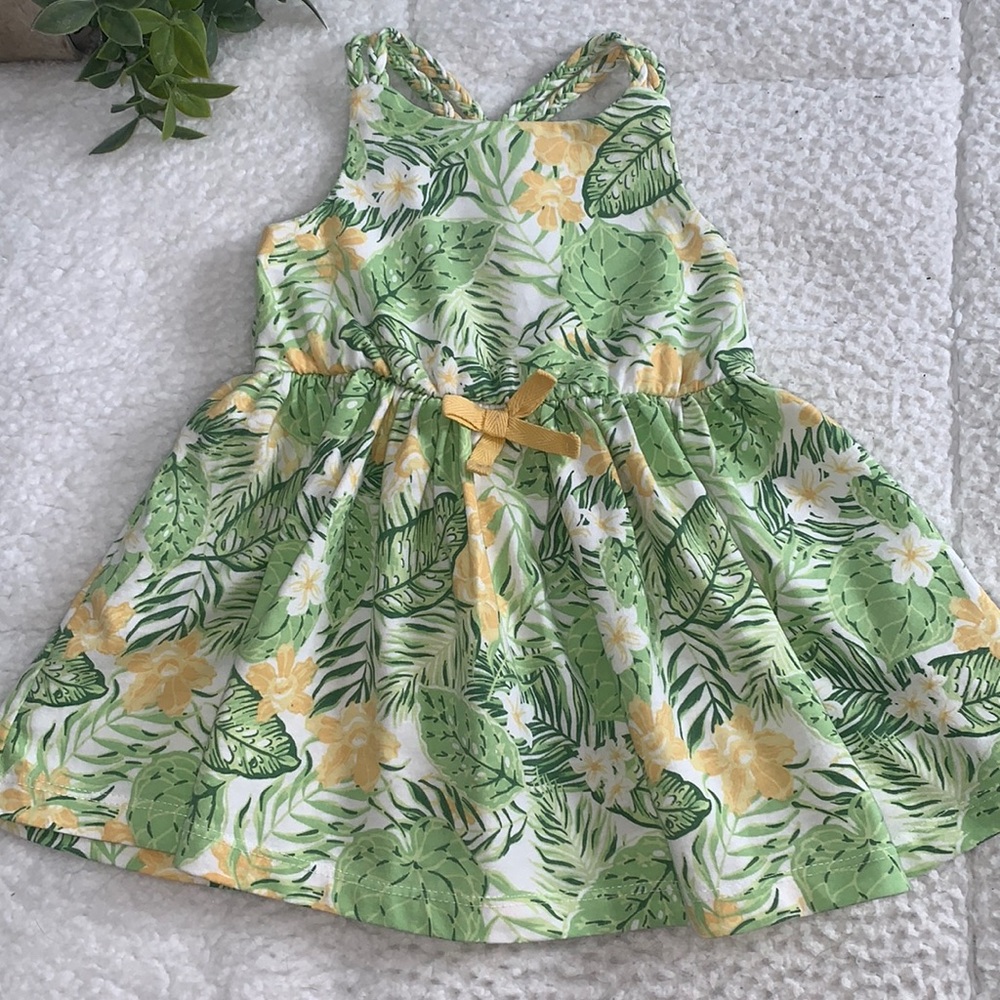 Tommy Bahama Tropical Dress 12M Green Yellow EUC